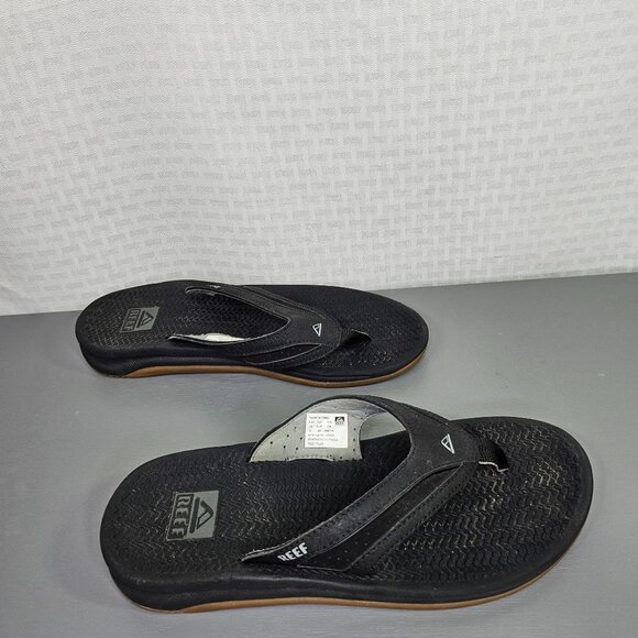 Reef Mens Black Synthetic Flip Flops Size 8/9 - Picture 6 of 7